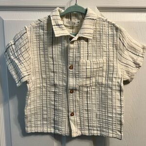 Zara Toddler Boys Striped Buttoned Linen Shirt - 2-3 Years